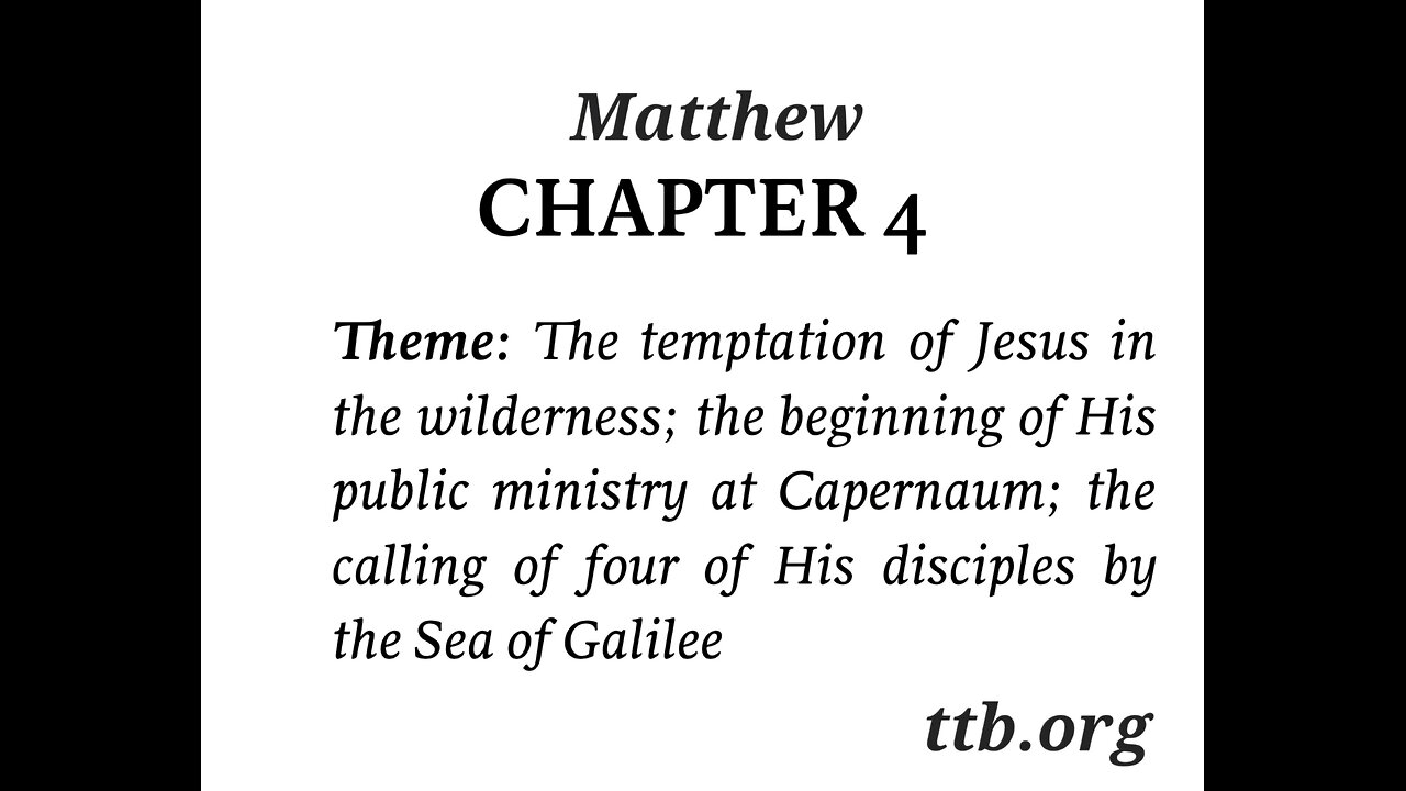 Matthew Chapter 4 (Bible Study)