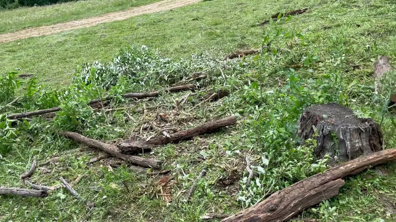 Talking about the Job the Ventrac 4500Y did as it worked over logs.