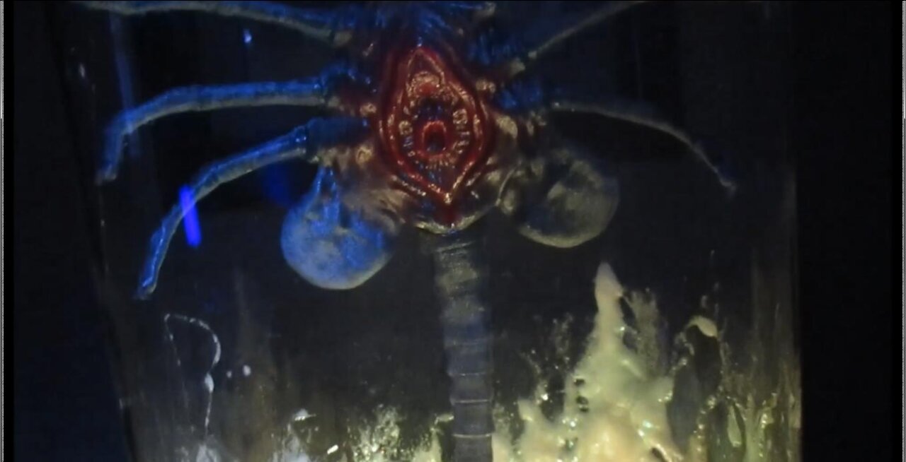 Alien Facehugger in Cryogenic Transport Capsule Enclosure Theater Room Light