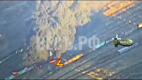 Train carrying fuel and lubricants burns after Russian strike at Ocheretino