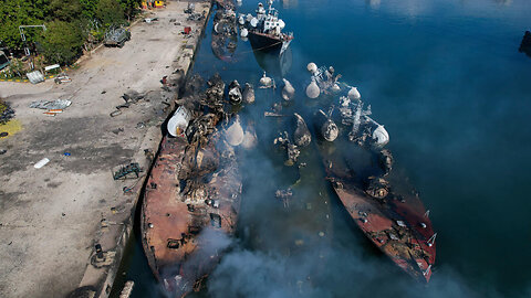 The remnants of the Syrian navy that was destroyed by Israeli strikes