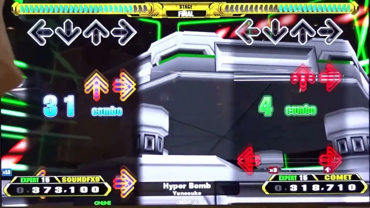 SoundFX09 VS. COMET (Three-Stage Scoring Battle) on Dance Dance Revolution A3 (AC, US)