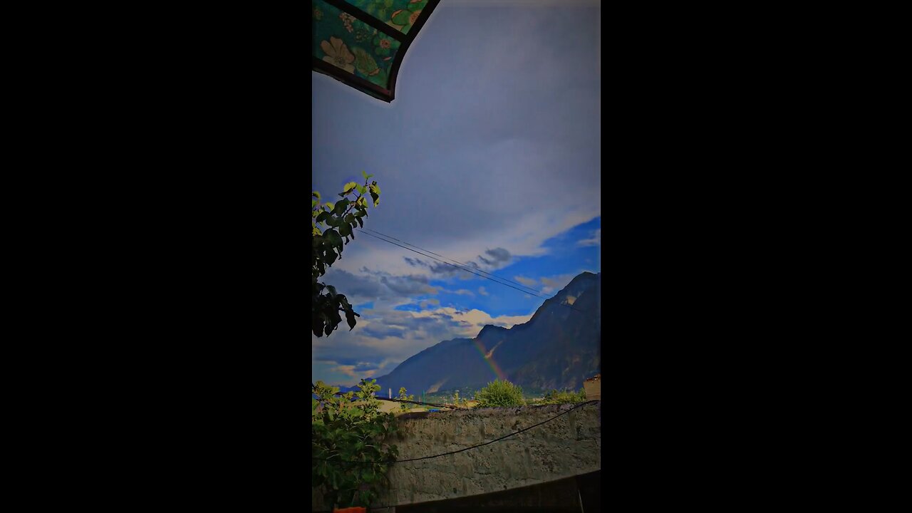 Rainbow view in mountains