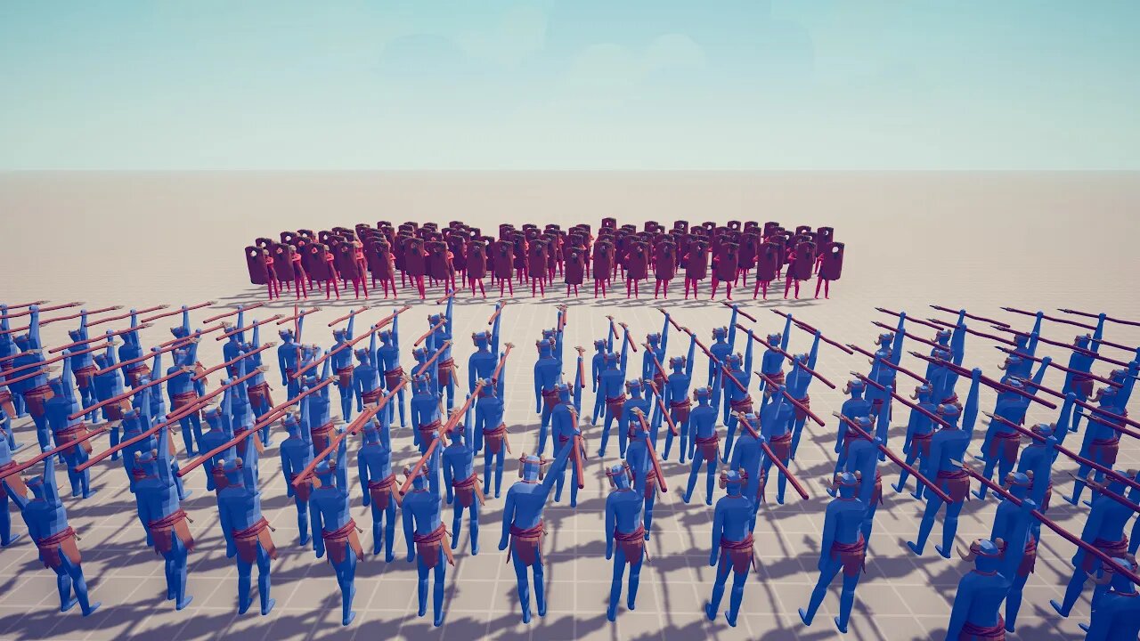 WAR ! 100 Protectors VS 100 Spear Thrower. Tottaly Accurate Battle Simulator TABS