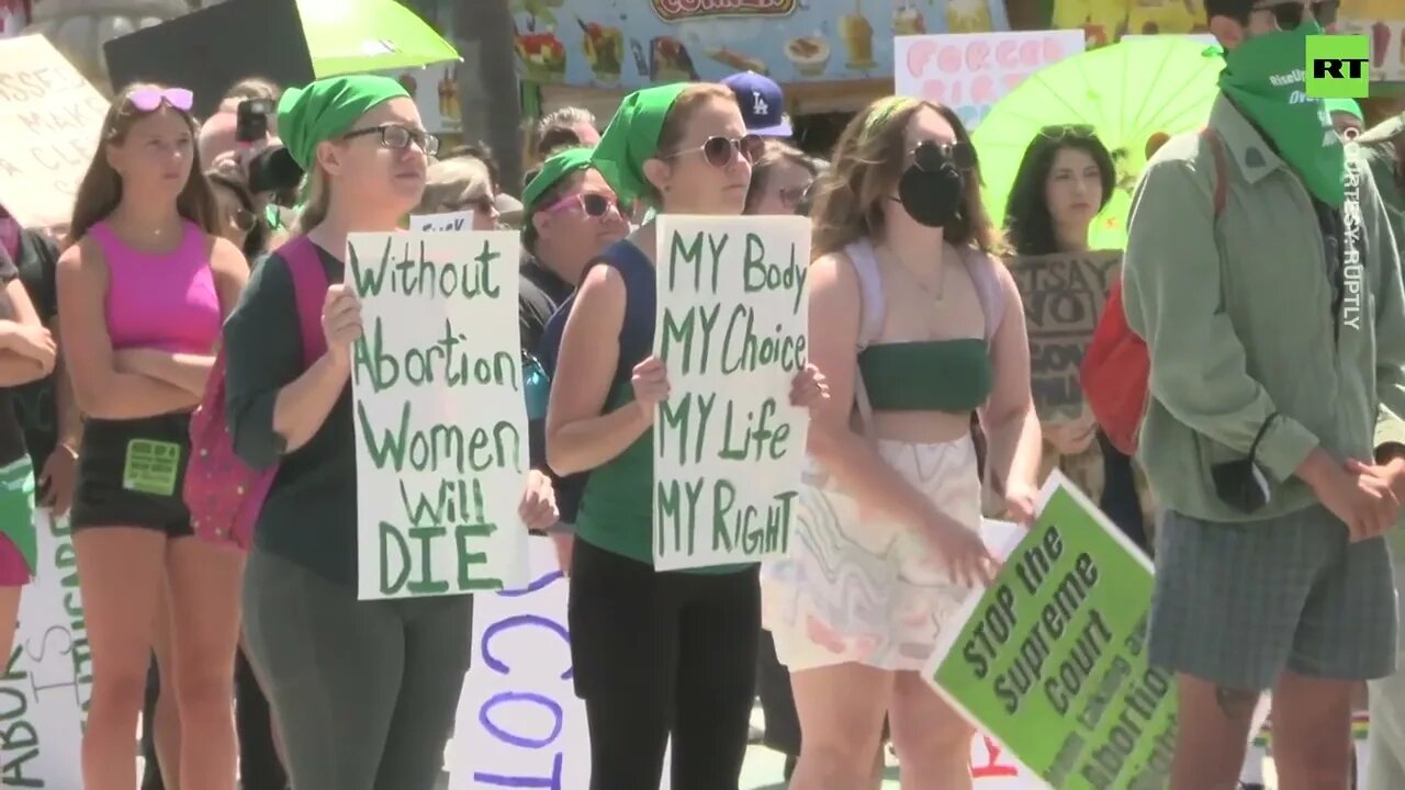 'We are not ovary acting' | Abortion rights supporters rally in LA on Independence Day