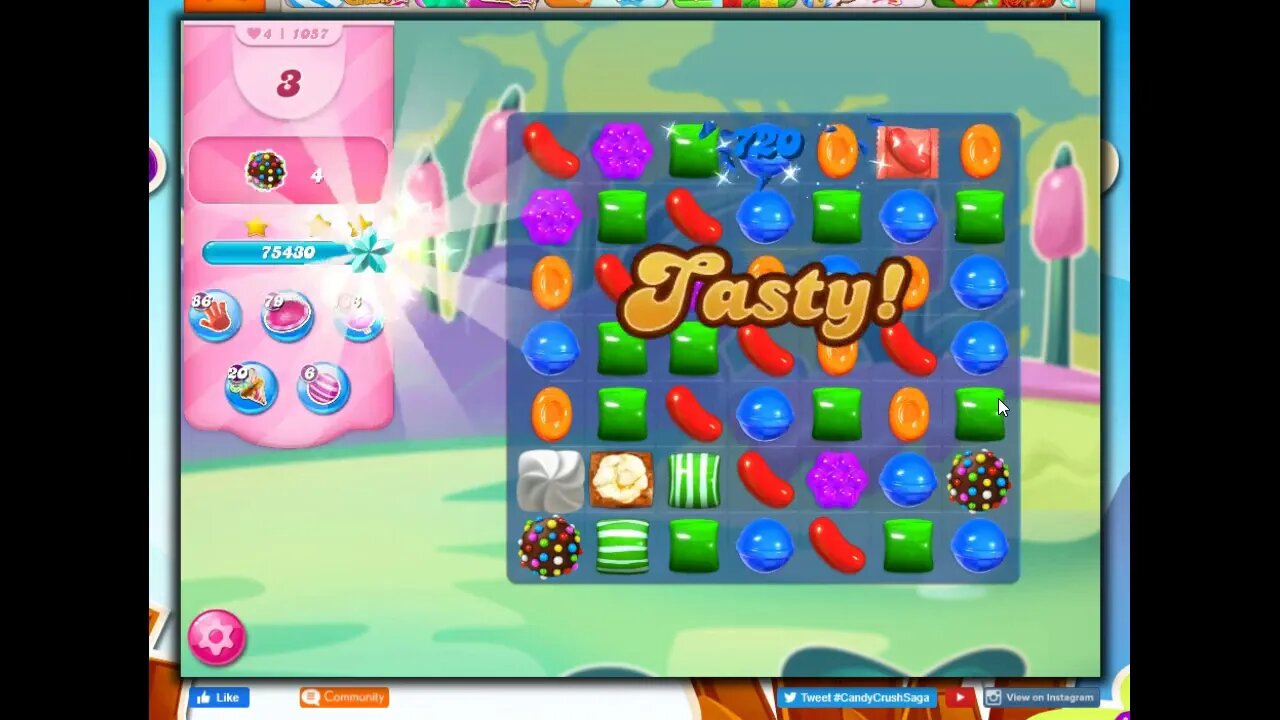 Candy Crush Level 1057 Talkthrough, 30 Moves 0 Boosters