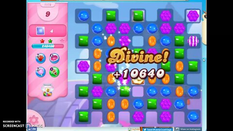 Candy Crush Level 1178 Audio Talkthrough, 2 Stars 0 Boosters