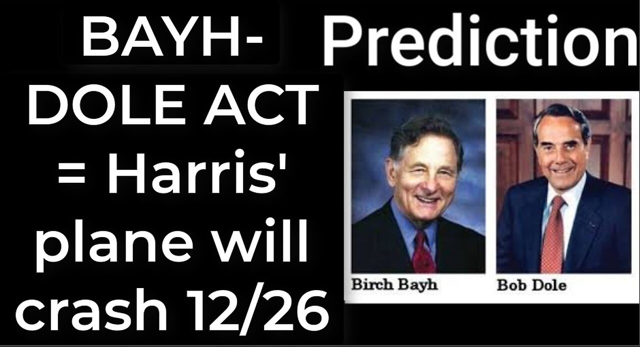 Prediction- BAYH-DOLE ACT = Harris' plane will crash Dec 26