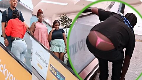 MAN THONG PRANK ON THE ESCALATOR