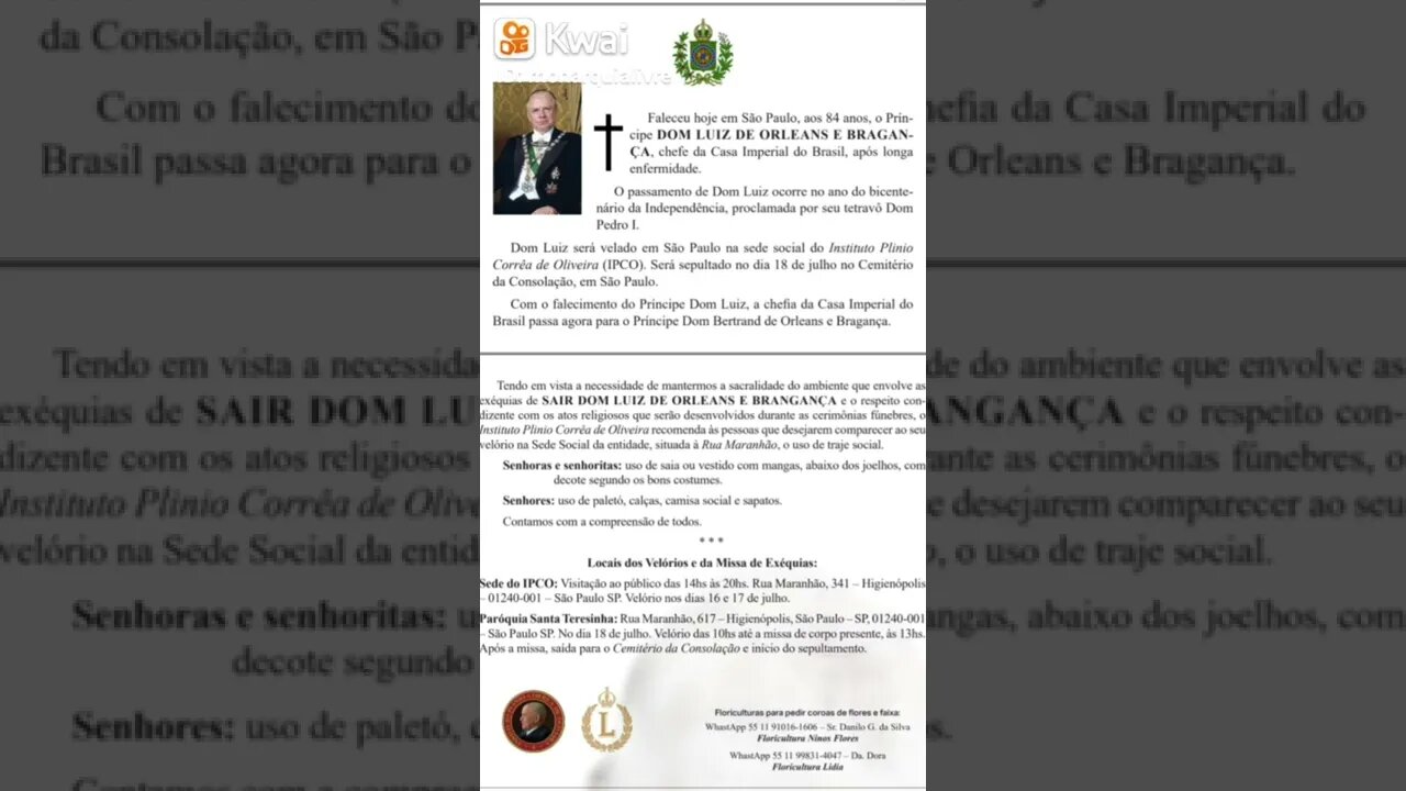 Faleceu em SP o príncipe Dom Luiz de Orleans e Bragança, atual chefe da Casa Imperial do Brasil