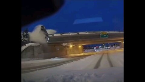 Car Flies Off Bridge!