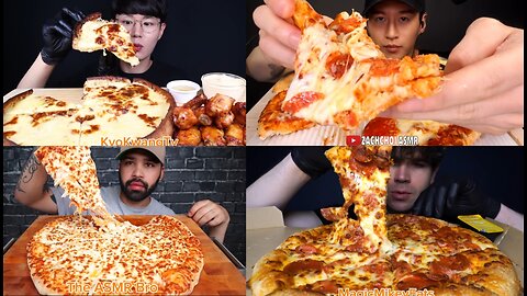 Extremely cheesy pizza mukbang