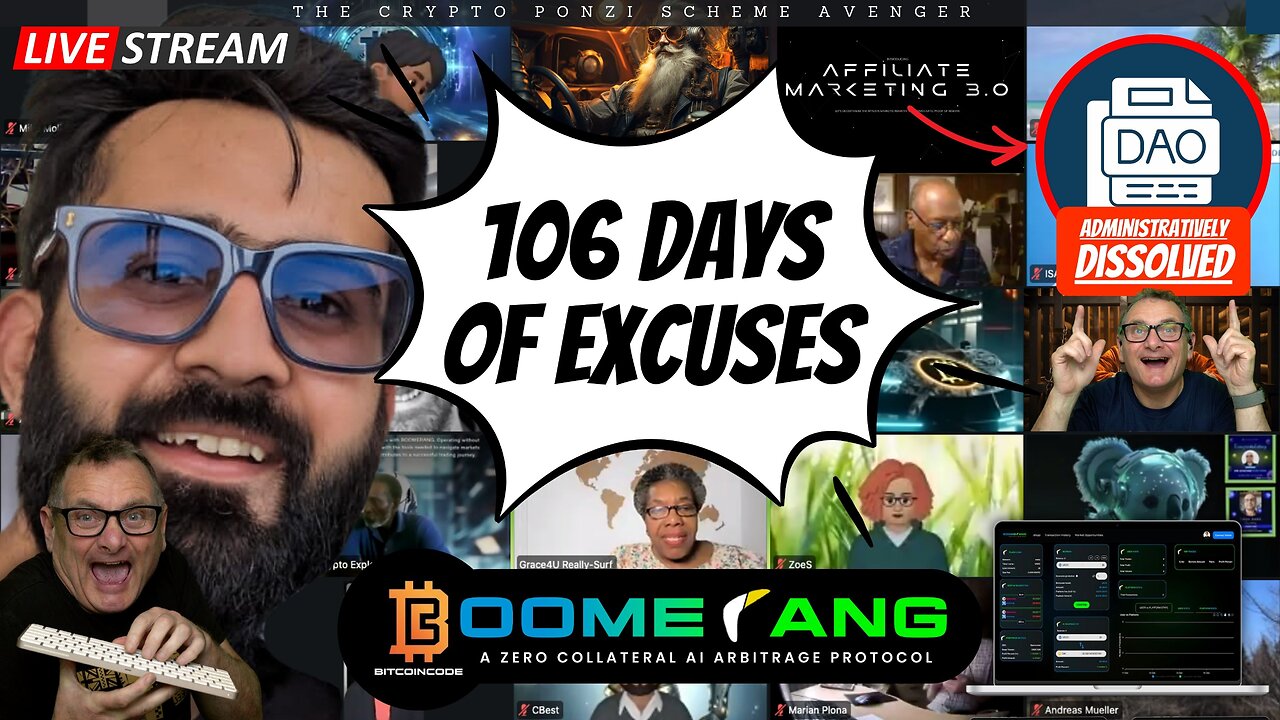 BOOMERANG LIVE STREAM: 106 Days of Excuses & Affiliate Marketing 0.3 DA0 Administratively Dissolved!