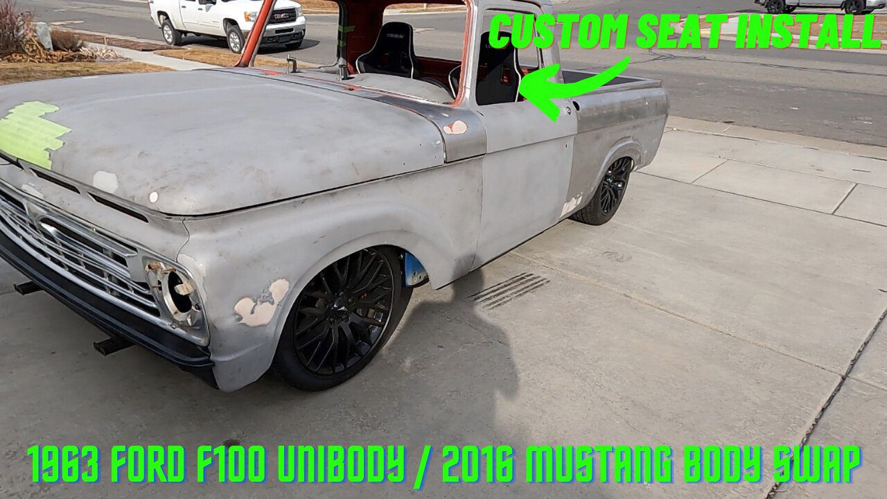 **Custom Seat Install** 1963 Ford F100 Unibody Body Swapped 2016 Ford Mustang.