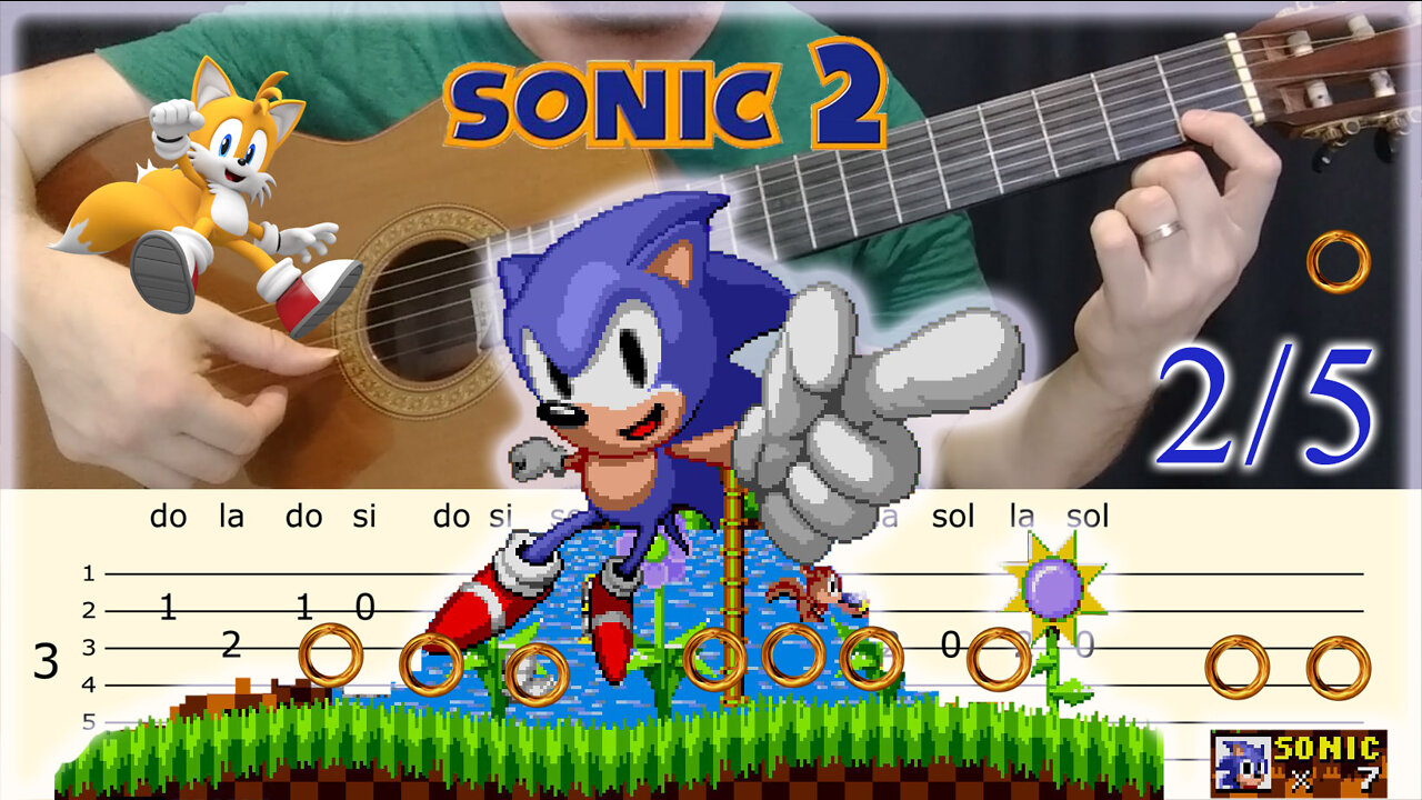 Sonic - Green Hill Zone 2/5 - Guitar Duo Tutorial