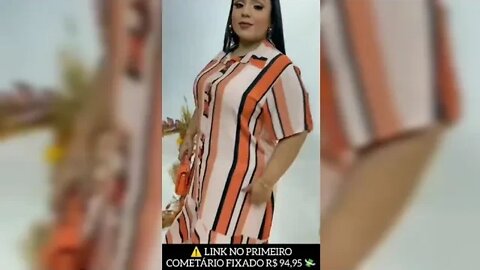 🛑 VESTIDO LONGO PLUS SIZE ESTILO MIDI COM BOTÕES E MANGA CURTA