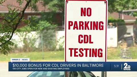 City of Baltimore offers $10,000 hiring bonus for new and existing CDL drivers