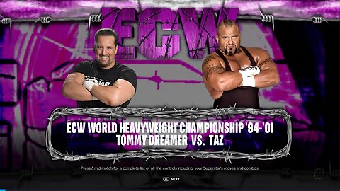 WWE 2K24 - ECW World Championship Dreamer vs. Taz (MY Gameplay PS5) PART 1 🤕