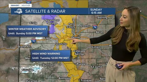 Dry and breezy in Denver, with snow in the mountains
