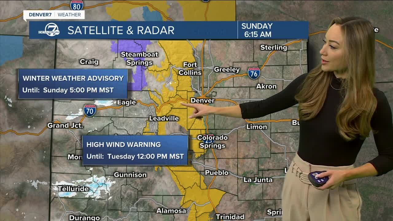 Dry and breezy in Denver, with snow in the mountains