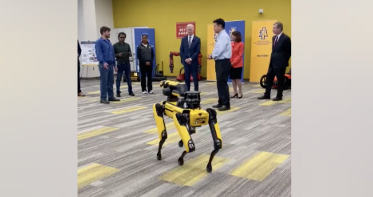 Biden Inspects Dog Robot