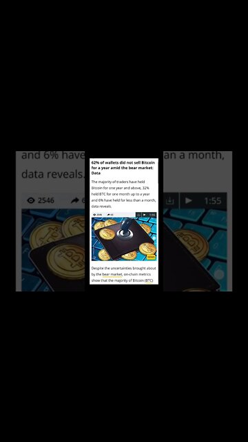 62% of Wallets Did Not Sell Bitcoin For a Year Amid the Bear Market #cryptoshortsalerts #bitcoin