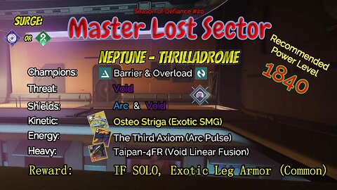 Destiny 2 Master Lost Sector: Neptune - Hydroponics Delta on my Void Titan 5-17-23