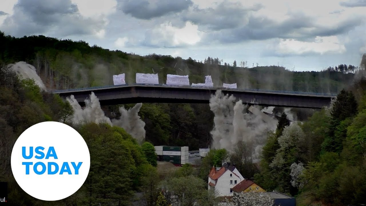 Bridge demolition using 330 pounds of explosives leaves crowd in awe | USA TODAY