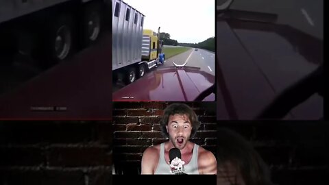 Crazy close call for truck driver