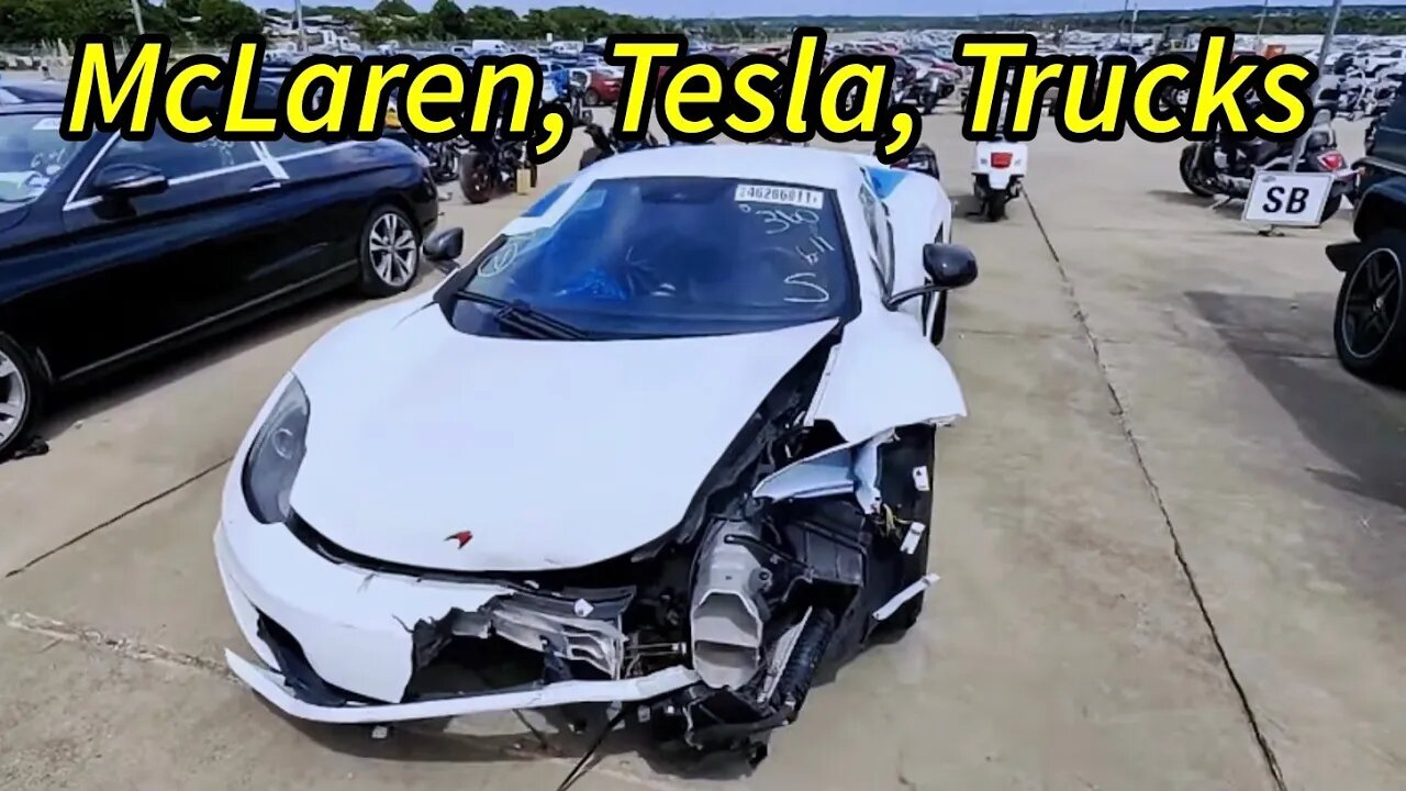 Copart Walk Around, McLaren Crashed, Won A Tesla?