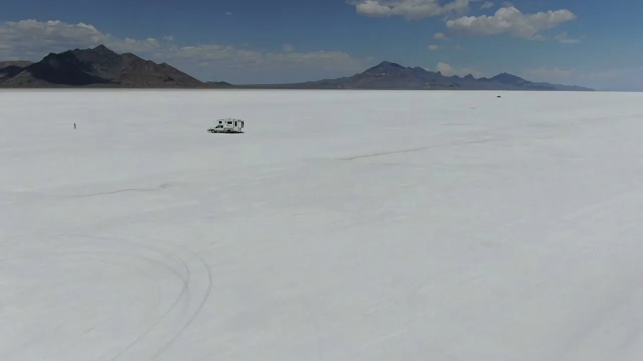Eagle Cap Truck camper at Bonneville Salt Flats Utah.