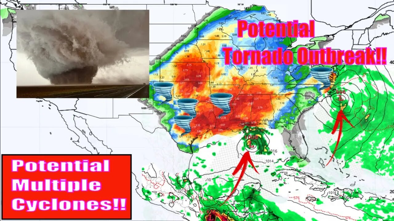 Multiple Tropical Cyclones & Potential Tornado Outbreak Today - The WeatherMan Plus Weather Channel