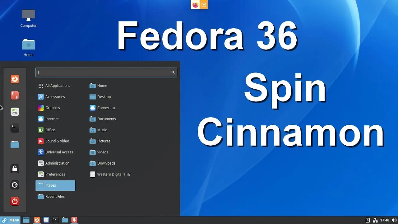 Fedora 36 Cinnamon. Um dos Spins (sabores oficiais do Fedora)