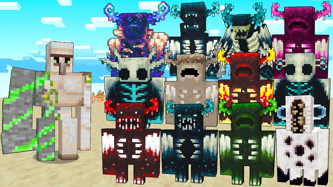 EMERALD GOLEM Vs All Wardens PLUS+ / Minecraft Mob Battle