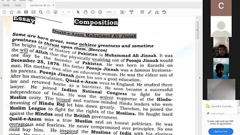 Class 7th English B Essay Quaid e Azam Part 1 07 07 2020