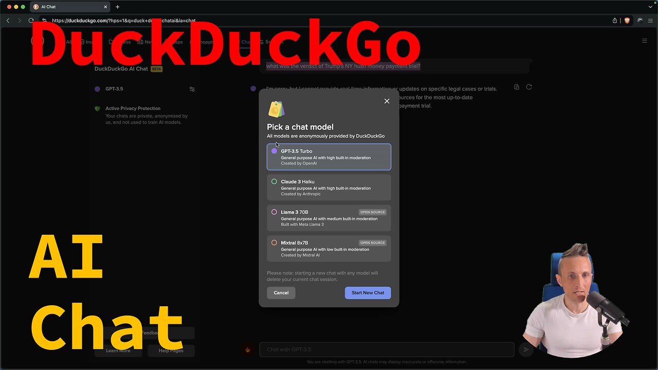 DuckDuckGo AI Chat + scolded by Claude re POTUS