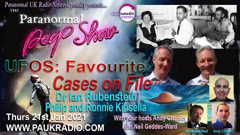 Ufos Favourite Cases on File Dr Ian Rubenstein, Philip & Ronnie Kinsella Paranormal Peep Show