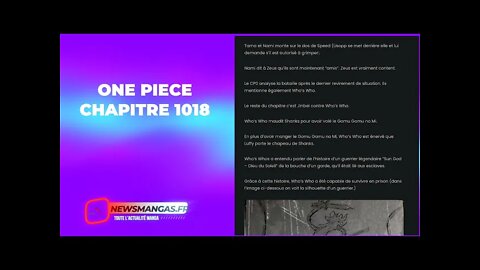 Les Spoilers One piece chapitre 1018