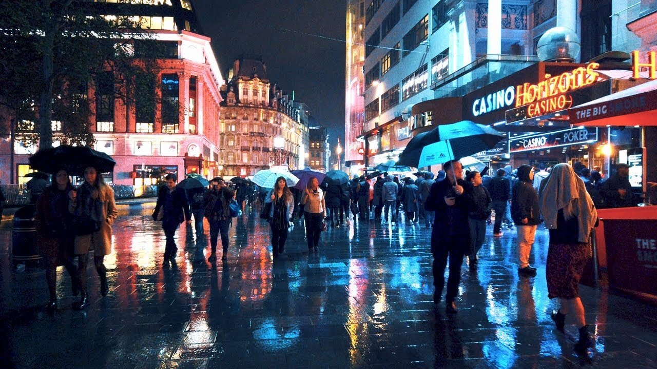 Walking London’s West End in the Rain - Saturday Night City Ambience