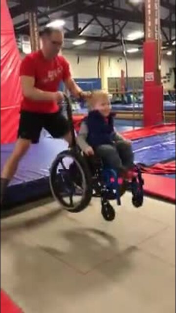 Who says you can't jump on a trampoline in a wheelchair?