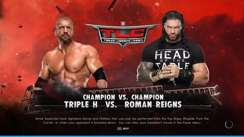 IRON man match Roman Reigns vs Triple H ( TLC ) Champion vs champion.