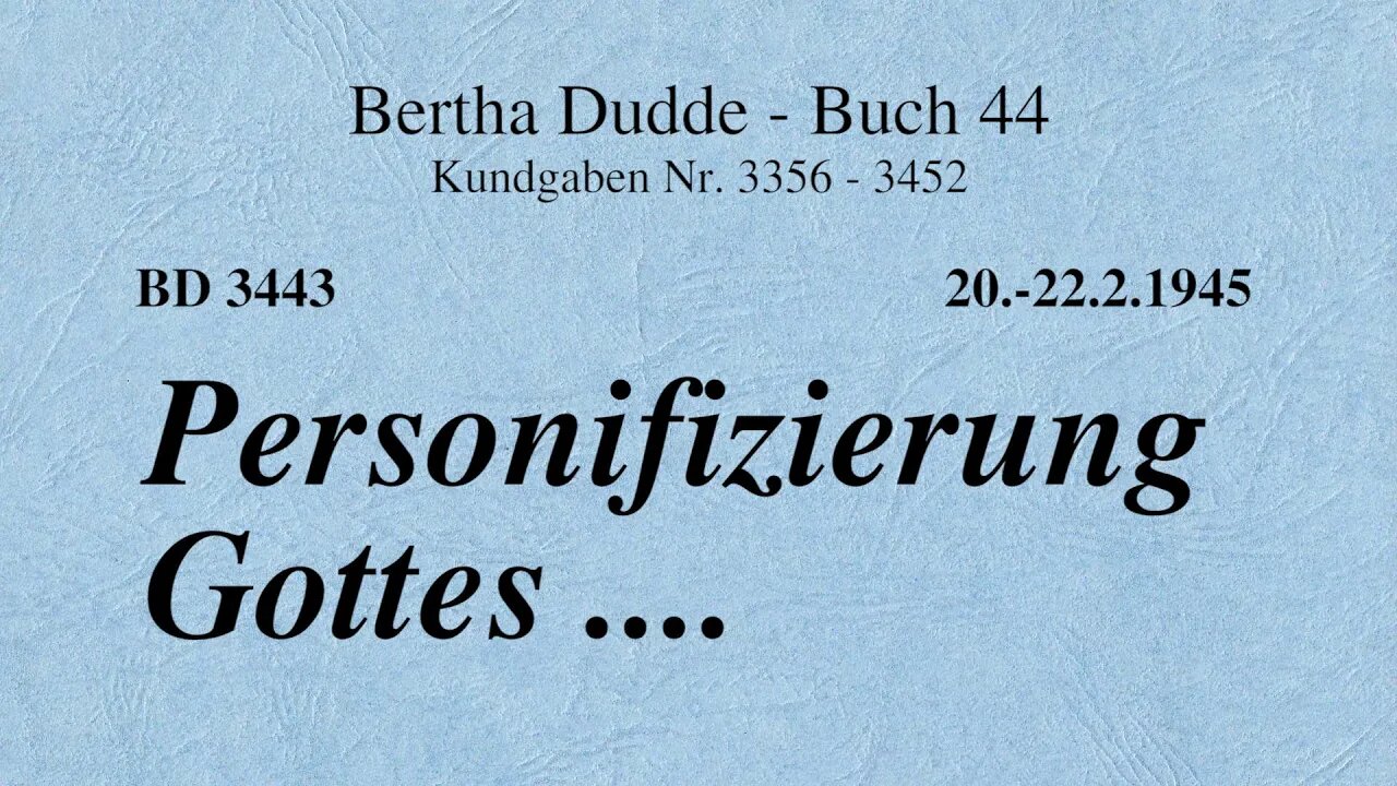 BD 3443 - PERSONIFIZIERUNG GOTTES ....