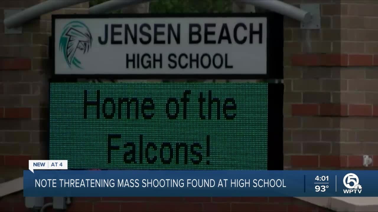 'Graphic' note threatening mass shooting found at Jensen Beach High School, sheriff says