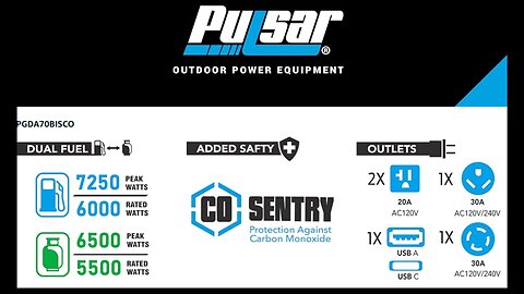 Pulsar 7,250-Watt Super Quiet Dual Fuel Inverter Generator