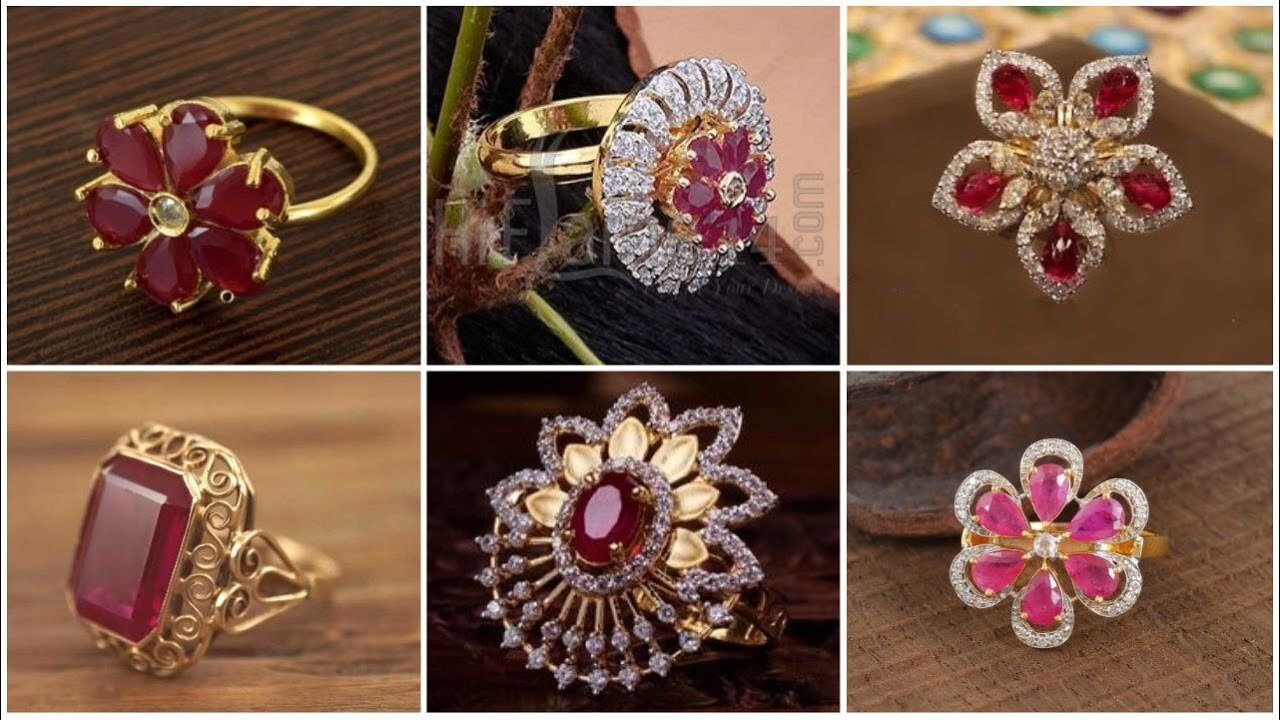 Outstanding Antique Style Gold Ruby Ring Designs with Diamon