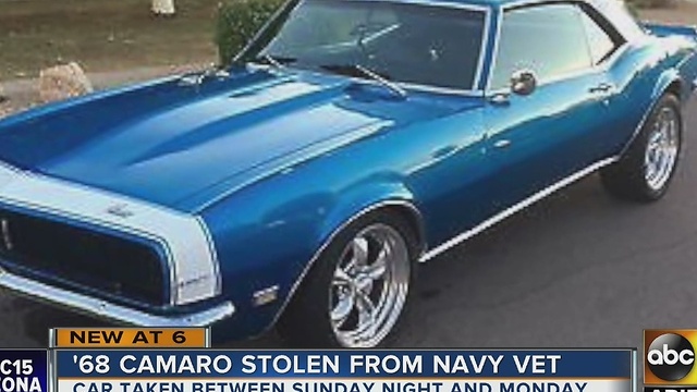 Veteranâs Camaro stolen from parentsâ Mesa driveway