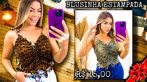 Blusinha Estampada De Bicho Feminina com detalhes na Frente/@shopee