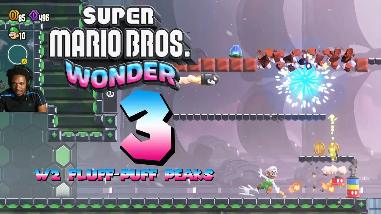 Super Mario Bros. Wonder Playthrough pt3 - World 2 (W2) Fluff-Puff Peaks