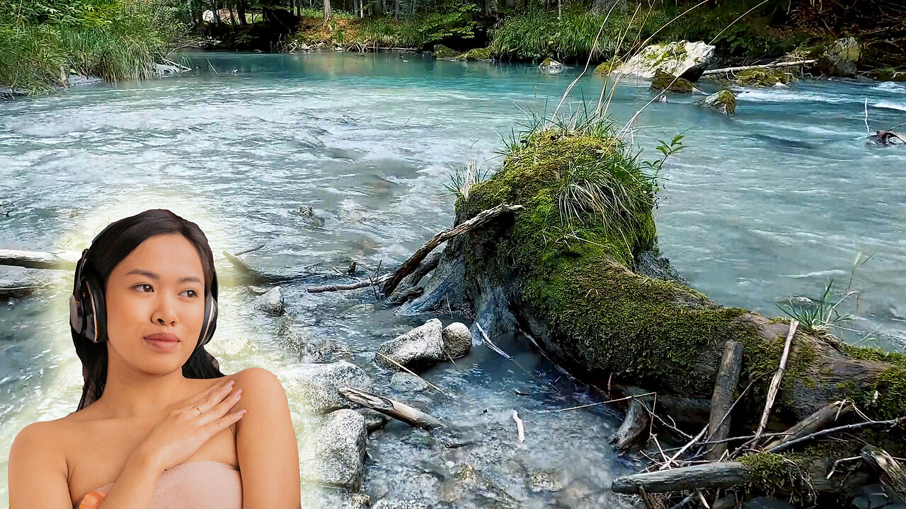 River Sounds with Relaxing Music - For Yoga and Meditation. 4 Hours in HD