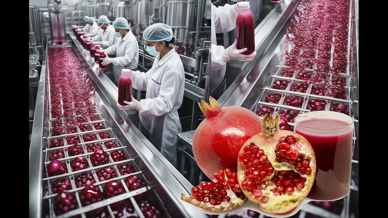 How Pomegranate Juice Is Made In Factory | Fresh Pomegranate Juice Factory Process